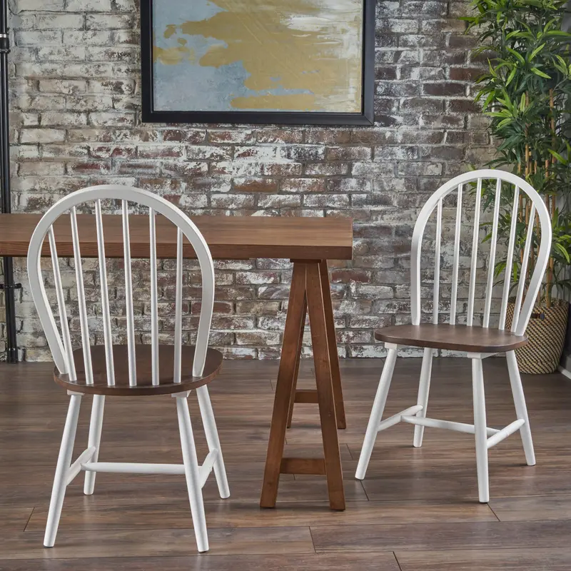Farmhouse Cottage Dining Chairs With Rubberwood Spindle Backs - Nh042203 1