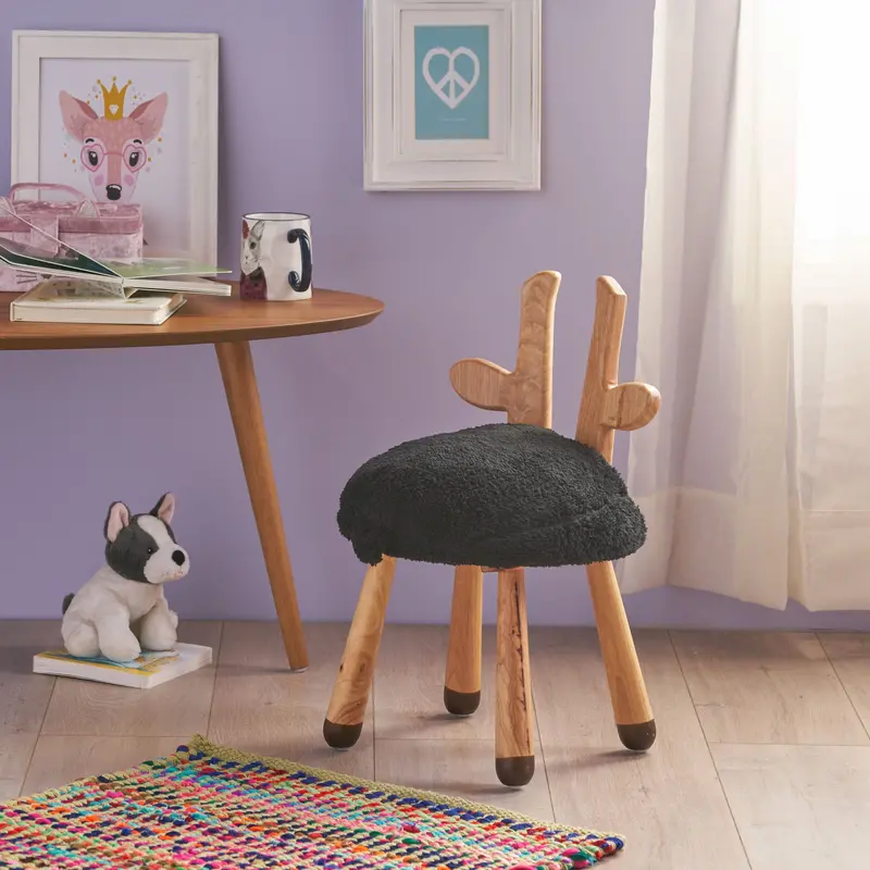 Faux Fur Deer Stool – Rustic-Chic Animal-Shaped Footrest - Nh670803 1