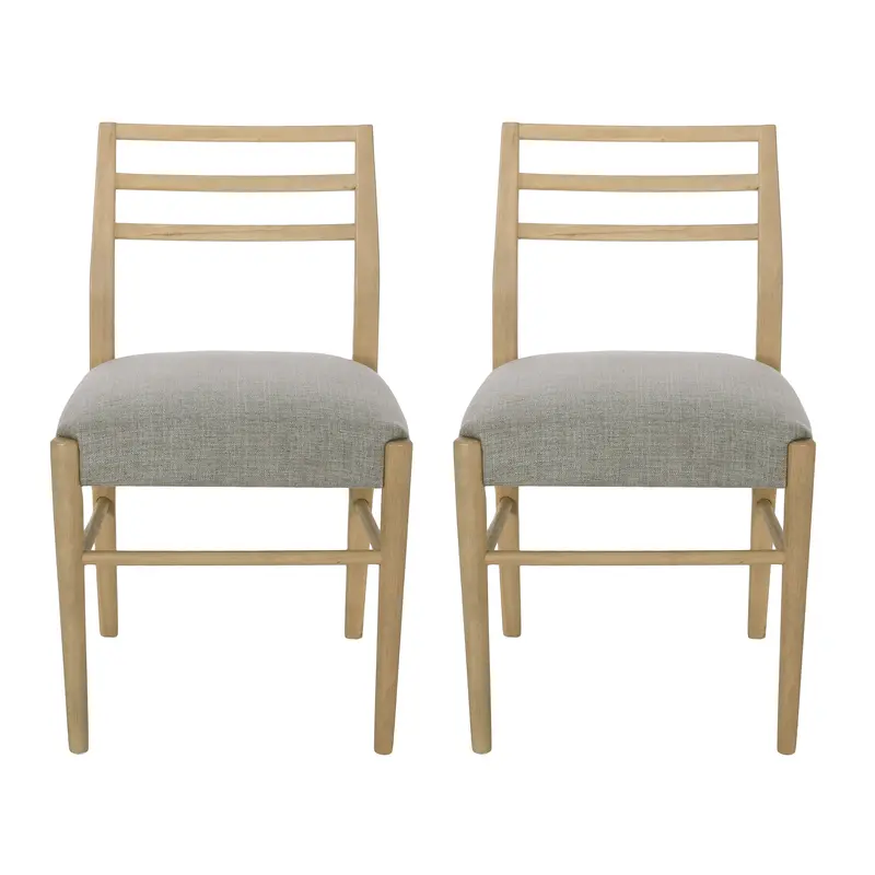 Felly Farmhouse Dining Chairs – Fabric-Upholstered Wood Construction, Set Of 2 1