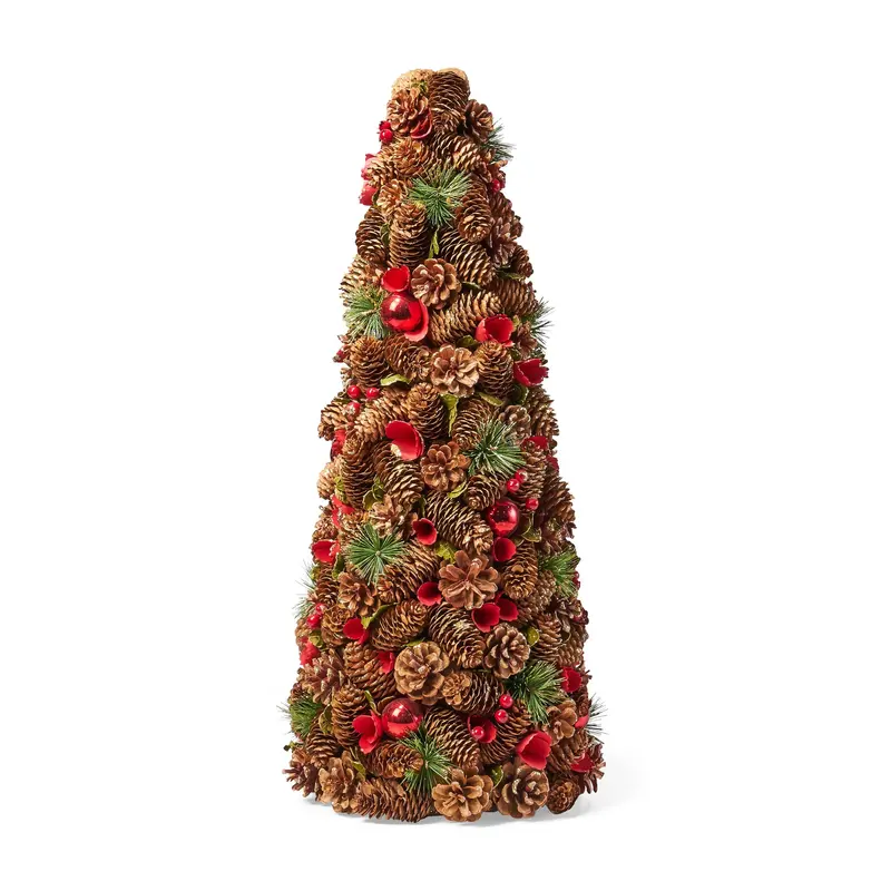 Festive Tabletop Christmas Tree Pre-Adorned With Pine Cones & Glitter - Nh956313 1