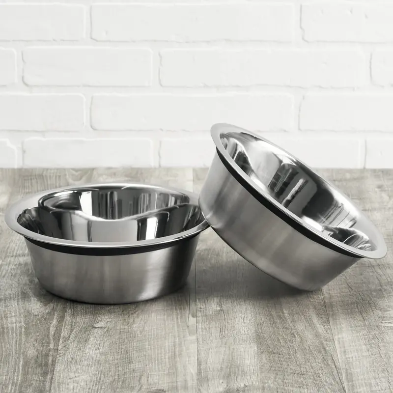 Food-Safe Stainless Steel Dog Bowl Set – Dual Bowls Crafted From Durable 201 Grade Alloy 1