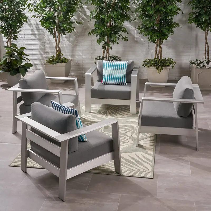 Four-Piece Aluminum Outdoor Club Chairs With Cushions – Nh979803 1