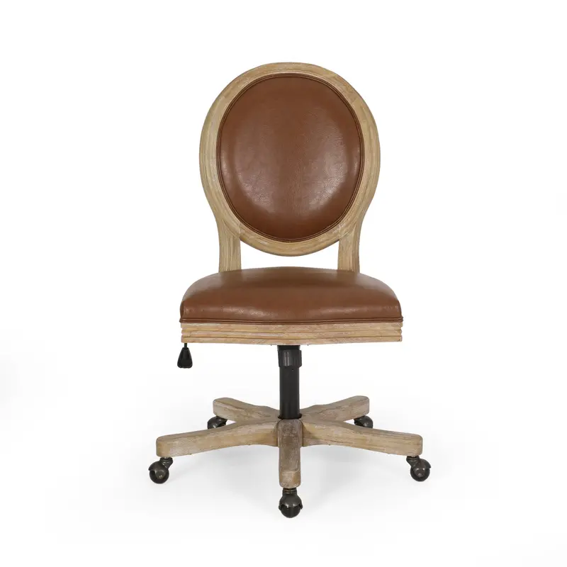French Country Swivel Office Chair With Upholstered Seat - Nh639413 1