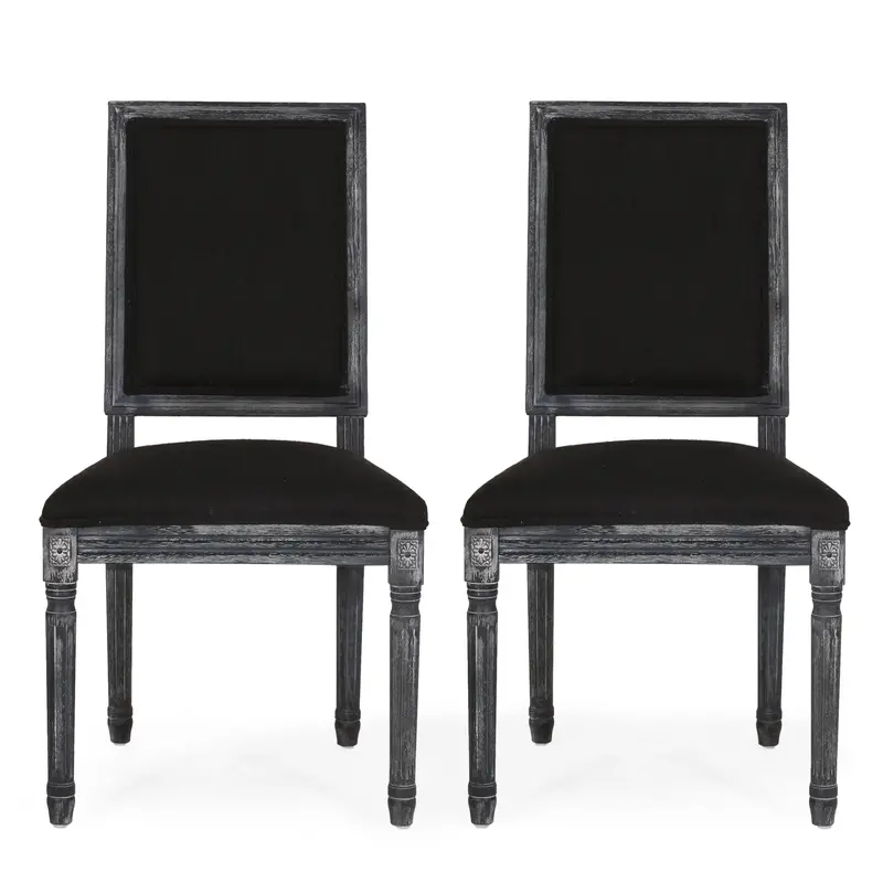 French Country Upholstered Dining Chairs – Set Of 2 Wooden Accent Seats (Nh155513) 1