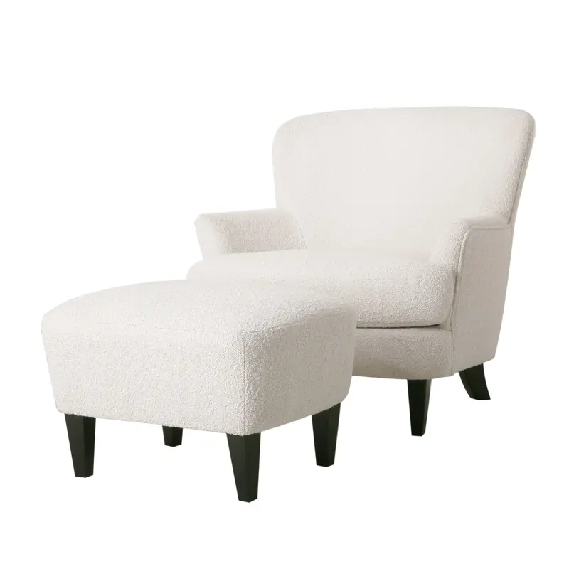 Gerald Bouclé Chair And Ottoman Set – Coordinated Lounge Pair In Textured Fabric 1