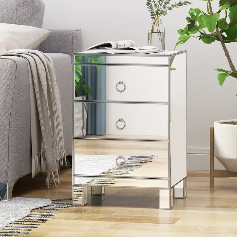 Glamorous Mirrored 3-Drawer Cabinet – Nh842803 1