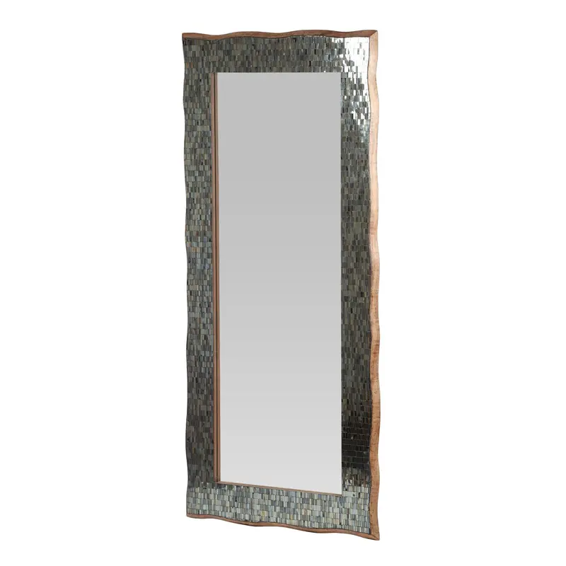 Golden Brown Rectangular Mosaic Wall Mirror – Bohemian Handcrafted Design - Nh584413 1