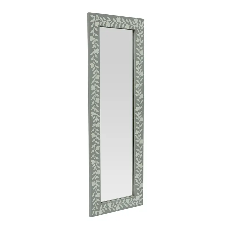 Gray And White Painted Boho Full-Length Standing Mirror 1