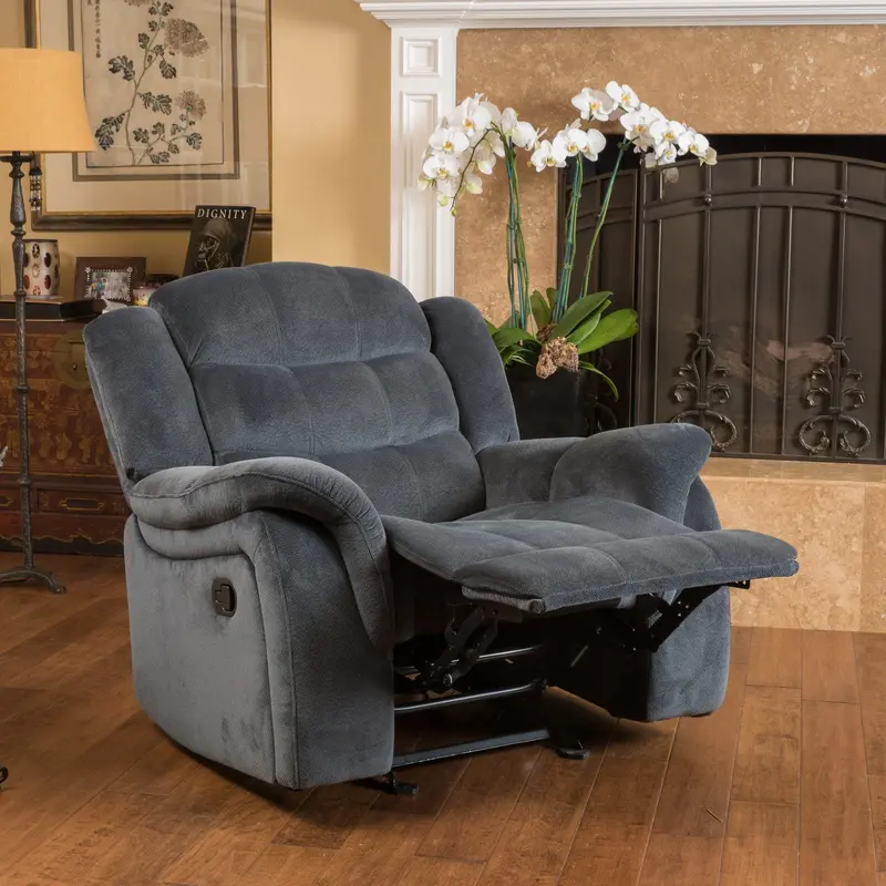 Gray Fabric Gliding Recliner – Contemporary Rocker-Recline Function - Nh944692 1