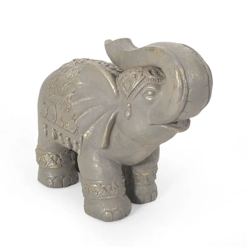 Gray & Gold Elephant Garden Statue – Gilded Outdoor Sculpture With Artisan Detail (Nh763413) 1