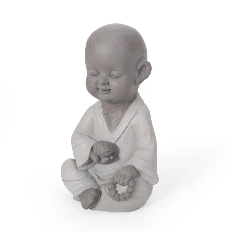 Gray Outdoor Monk Garden Statue – Serene Sitting Figure For Zen Gardens (Nh663413) 1