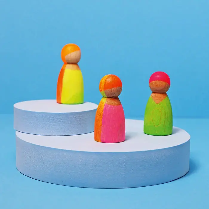 Grimm’S Neon Friends Wooden Block Set – Mixed Colours 1