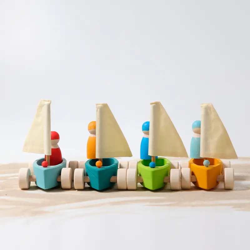 Grimm'S Set Of Four Mini Land Yacht Toys 1