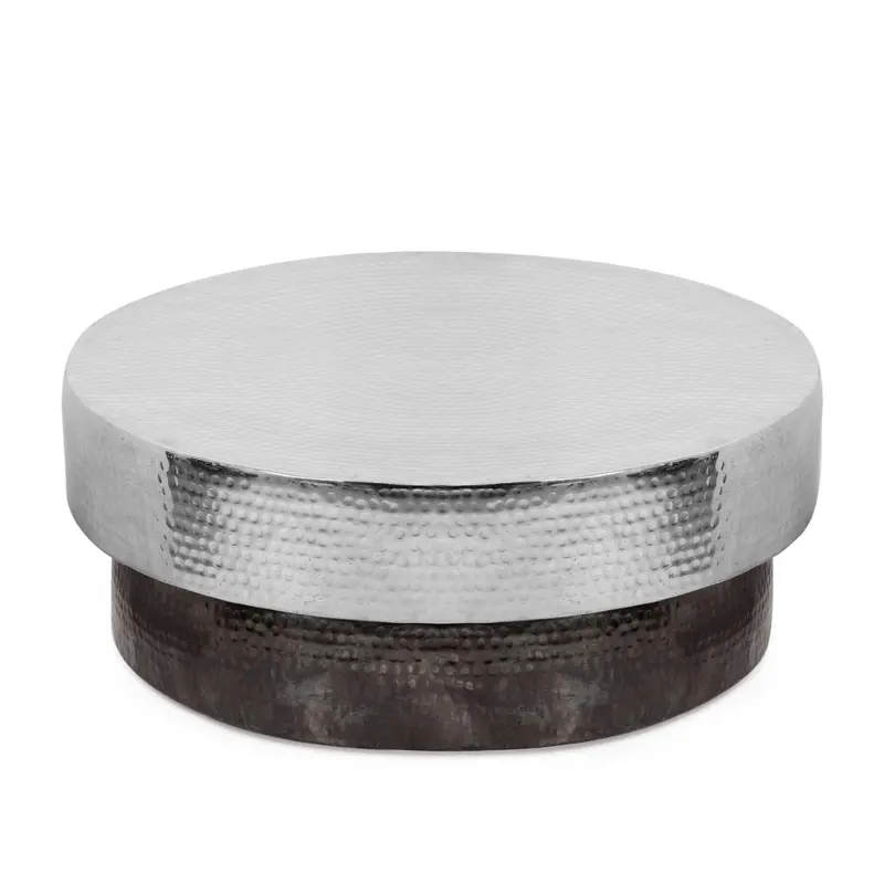 Hammered Aluminum Two-Tone Coffee Table In Antique Pewter – Nh068413 1