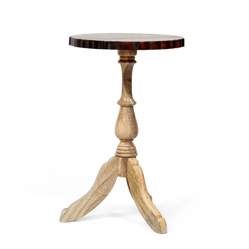 Hand-Carved Mango Wood Boho End Table 1