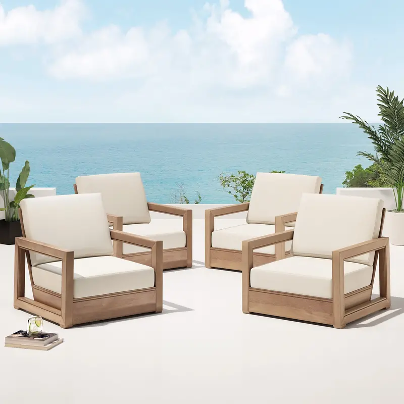Handcrafted Acacia Outdoor Club Chairs – 4-Piece Set (Nh929213) 1