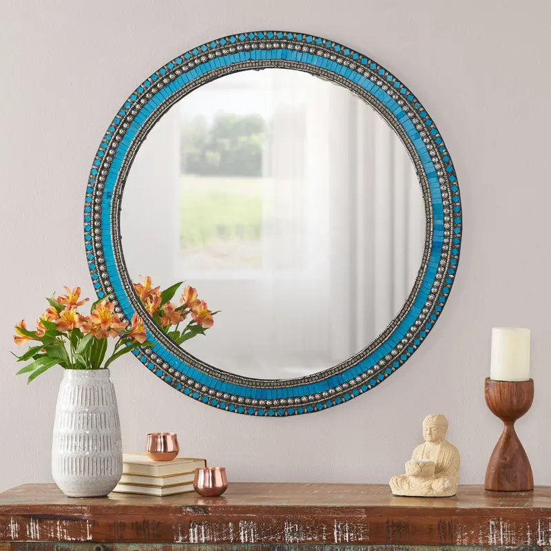 Handcrafted Bead-Mosaic Decorative Mirror – Nh241113 1