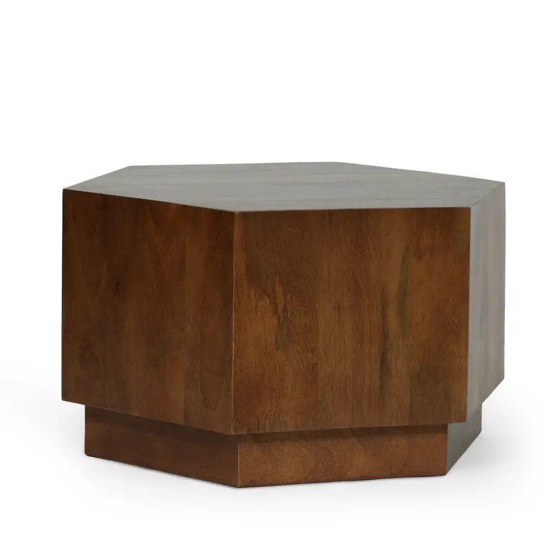 Hexagonal Mango Wood Coffee Table In Honey Brown Finish - Nh958413 1