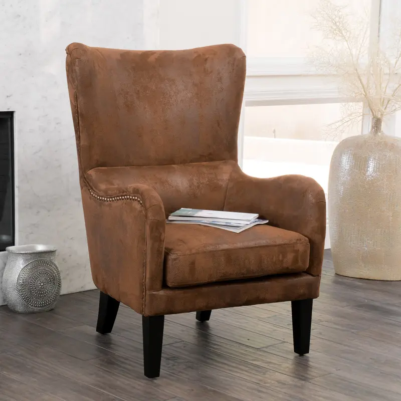 High-Back Microfiber Wingback Club Chair - Nh674032 1