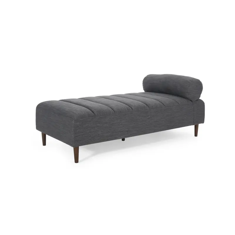 Holmwood Mid-Century Chaise Lounge – Tufted Fabric Design With Bolster Pillow 1