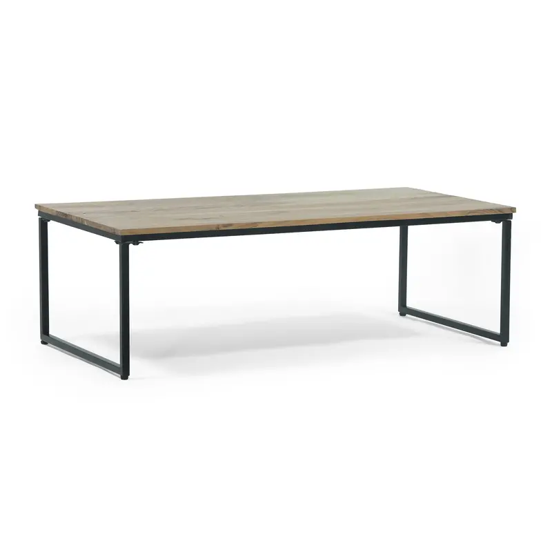 Industrial Acacia Wood Coffee Table With Natural And Matte Black Contrast - Nh429413 1