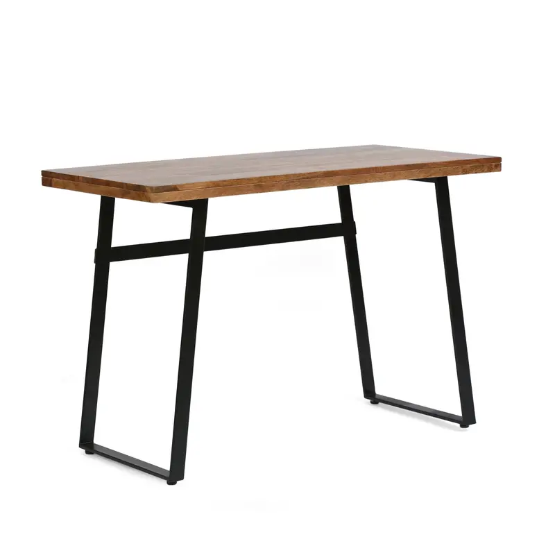 Industrial-Style Acacia Wood Desk – Natural & Matte Black Finish 1
