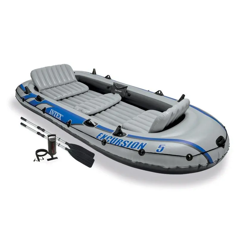 Intex Excursion 5-Person Inflatable Fishing And Rafting Boat With Oars 1