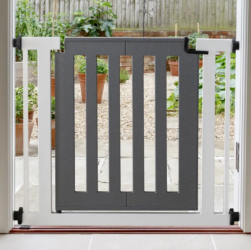 Jasmine Extra-Wide Outdoor Dog Gate With Fiberglass Door – Heavy-Duty Steel Pet Barrier (34.5"–61.5" W, 32" H) 1