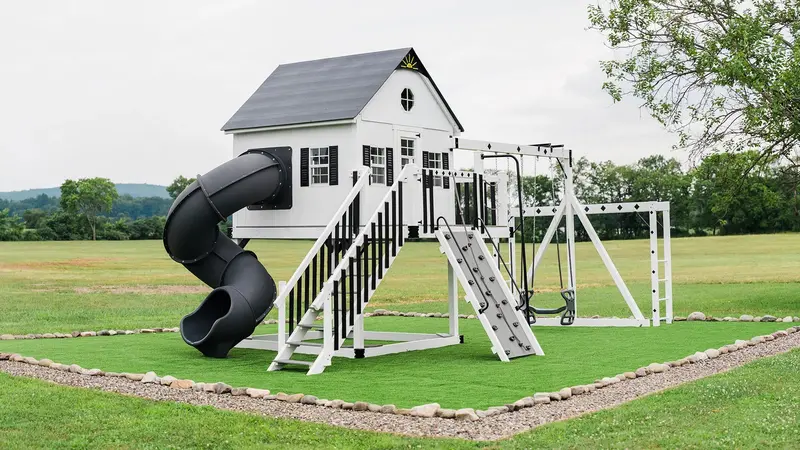 King Swings Marble Palace – Vinyl Swing Set With Elegant Design 1