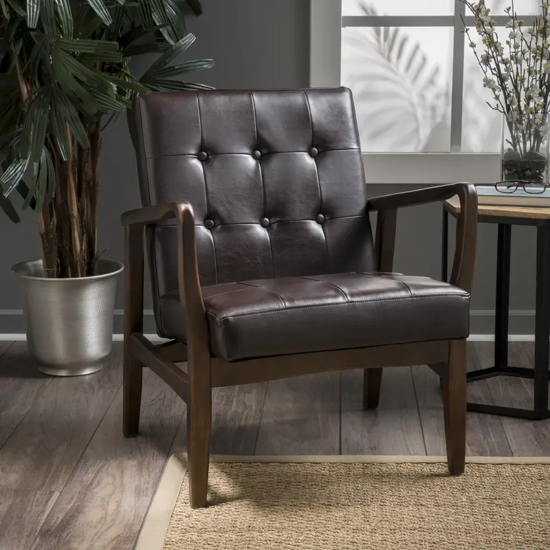 Leather Mid Century Modern Club Chair – Nh914203 1