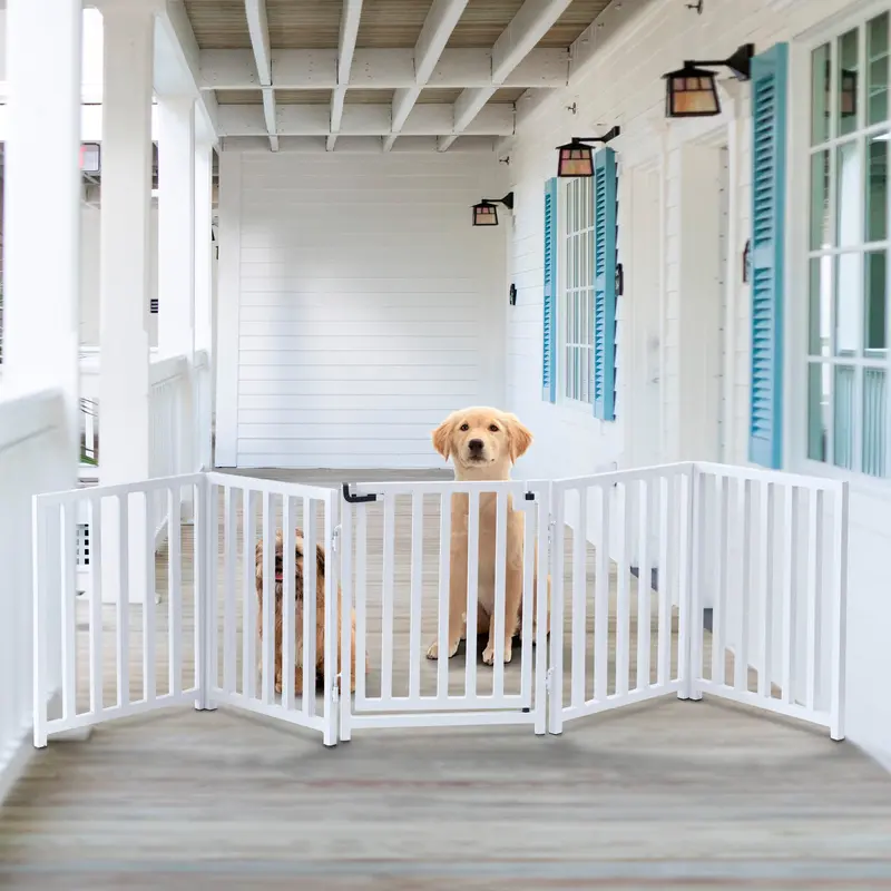 Libro Extra-Wide Freestanding Dog Gate – Heavy-Duty Steel Barrier With Door For Indoor/Outdoor Use (70"–117" Width) 3