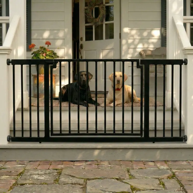 Libro Extra-Wide Pressure-Mounted Steel Dog Gate With Door – No-Drill Deck Barrier (59.5"–100" W, 32" H) 1