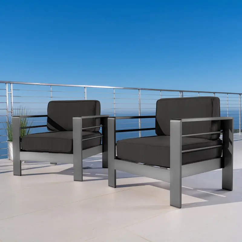 Lightweight Gray Aluminum Outdoor Club Chairs With Weather-Resistant Cushions – Nh597103 1