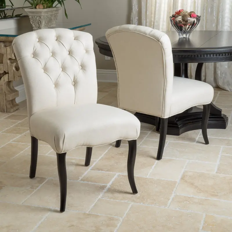 Linen-Inspired Neutral Fabric Dining Chairs – 2-Piece Set (Model Nh514592) 1