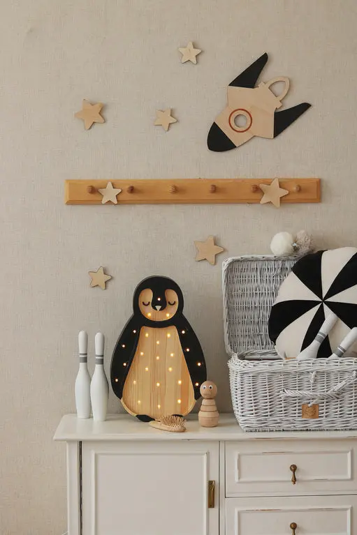 Little Lights Arctic Wood Baby Penguin Night Light 1