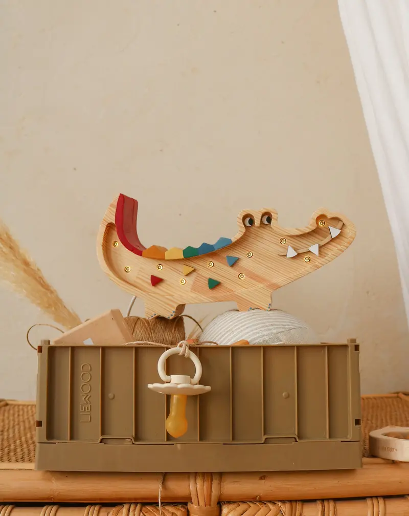 Little Lights Caribbean Wood Crocodile Night Light 1