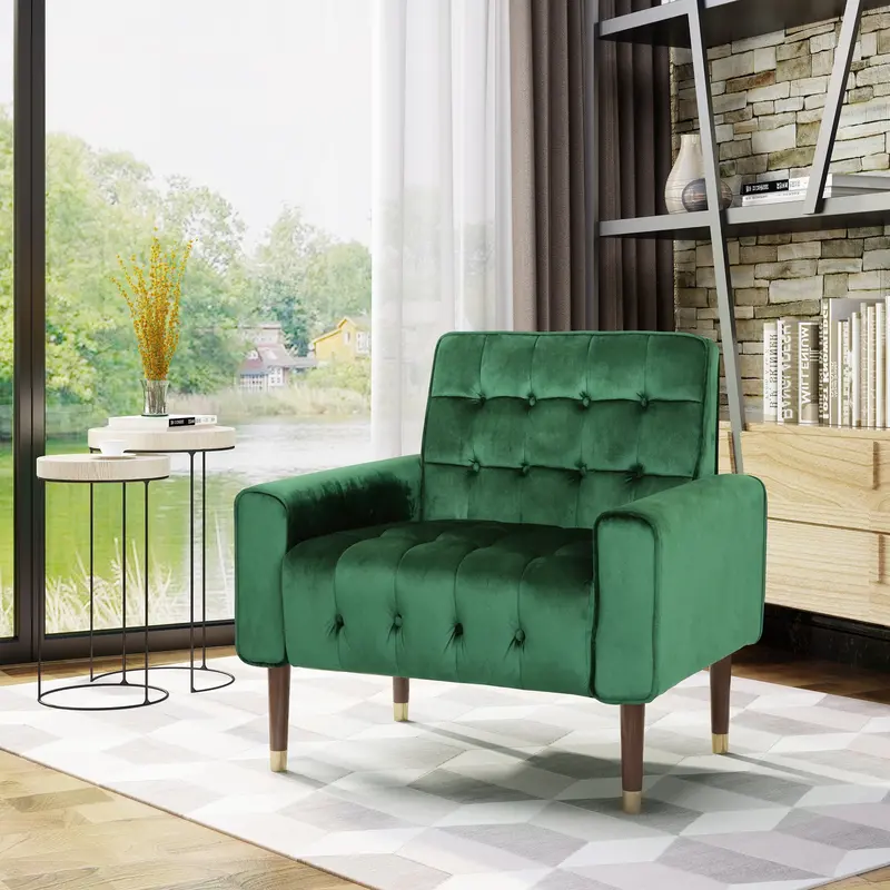 Luxe Velvet Accent Armchair With Curved Profile - Nh465703 1