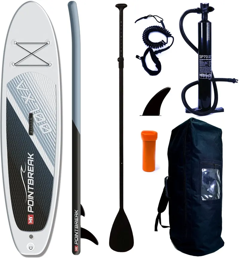 M.Y. 10'6" Grey Inflatable Stand-Up Paddle Board Kit 1