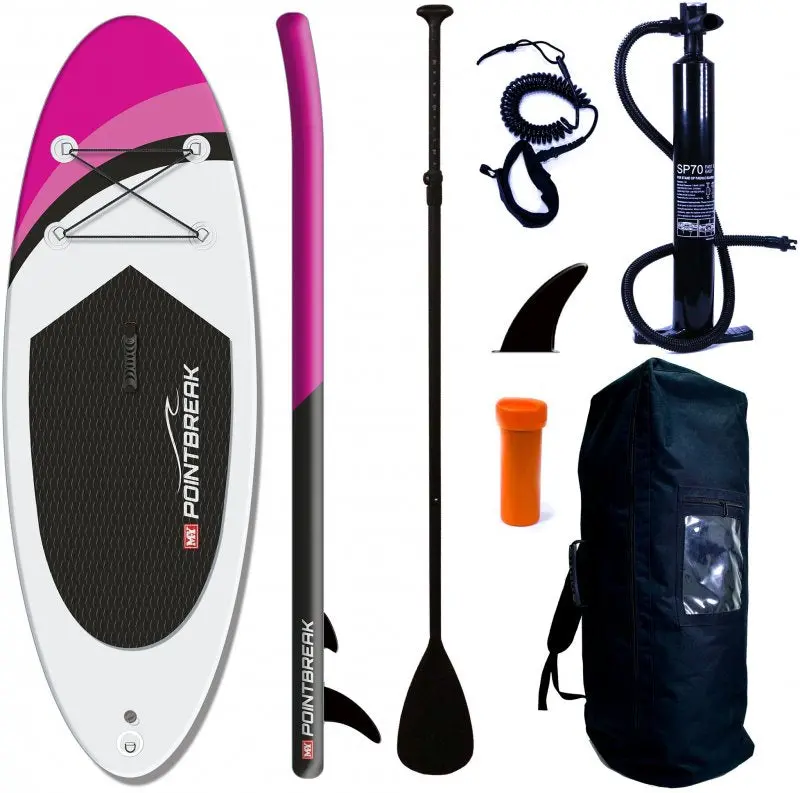 M.Y. 7-Foot Pink Inflatable Stand-Up Paddle Board Kit 1