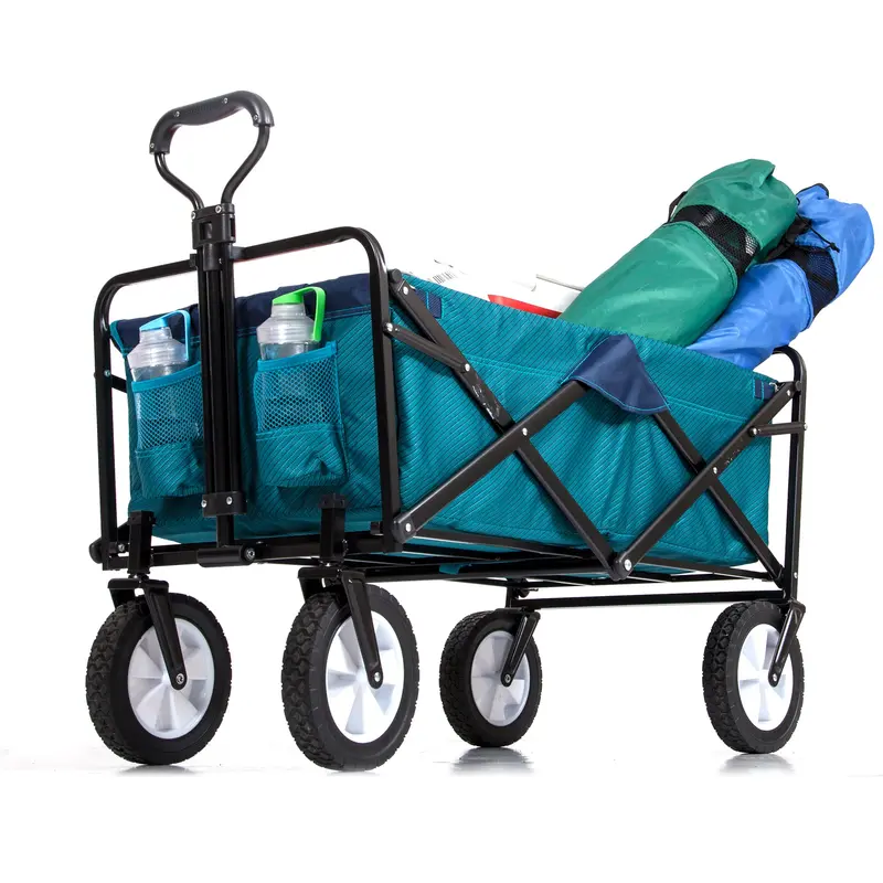 Mac Sports Two-Tone Heavy-Duty Outdoor Wagon – Teal Accent Design 1
