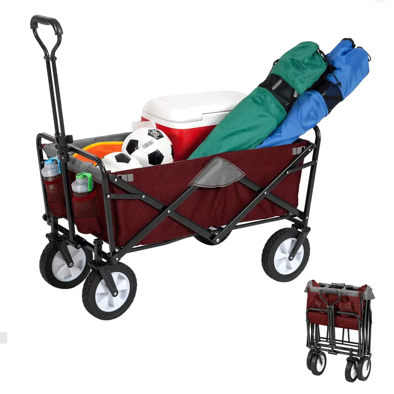 Mac Sports Two-Tone Outdoor Wagon – Wine And Charcoal Colorway 1