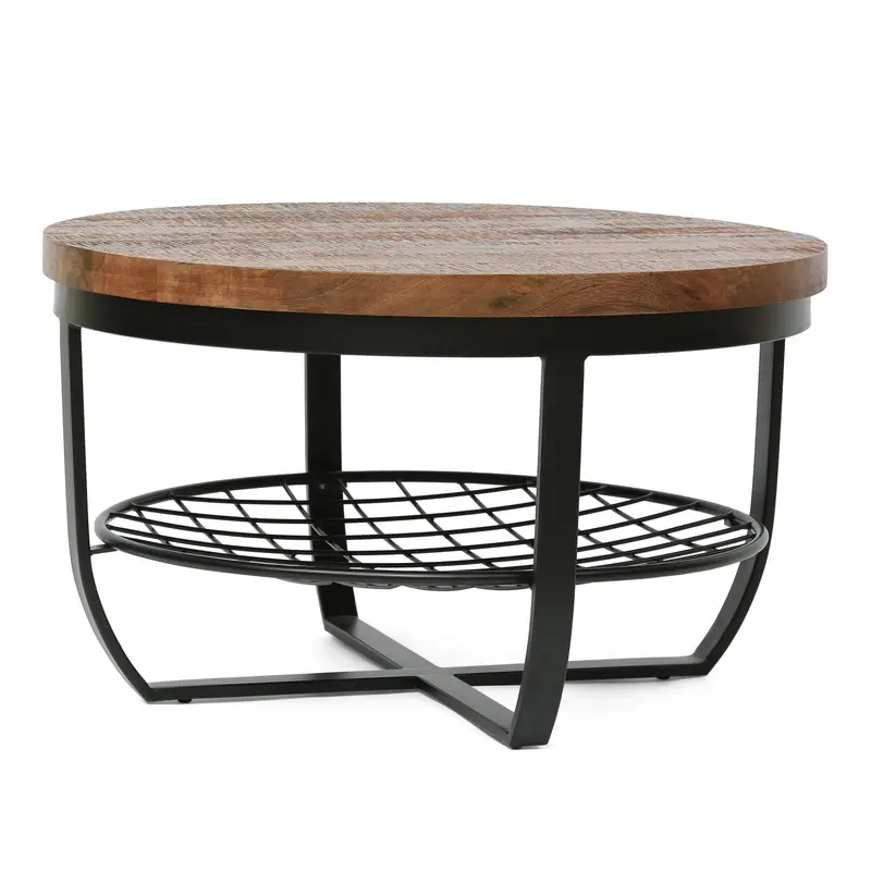 Mango Wood Coffee Table With Open Shelf, Honey Brown & Black – Nh967413 1