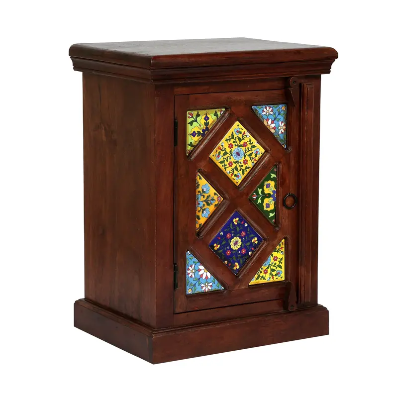 Mango Wood Nightstand – Handcrafted Boho Bedside Table With Warm Grain 1