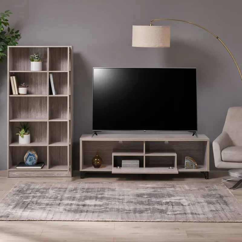 Matching Mid-Century Living Room Set: Tv Stand + Bookshelf – Nh788903 1