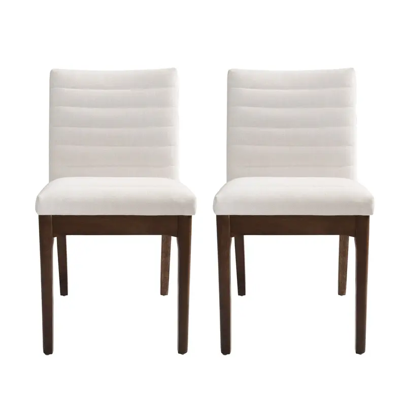 Mid-Century Channel-Stitch Dining Chairs – Set Of 2 1