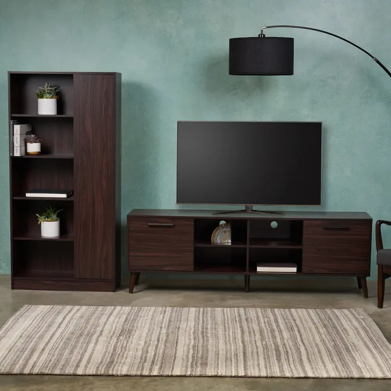 Mid-Century Modern 2-Piece Tv Stand And Bookcase Combo 1