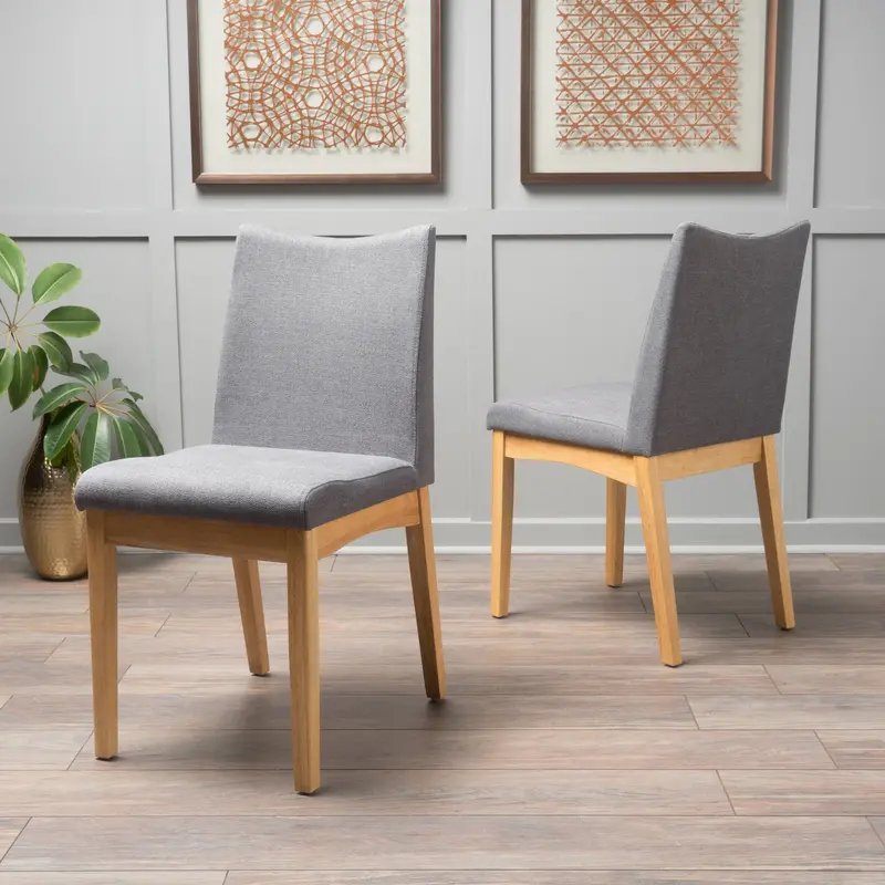 Mid-Century Modern Fabric-And-Wood Dining Chairs – Set Of 2 (Nh120003) 1