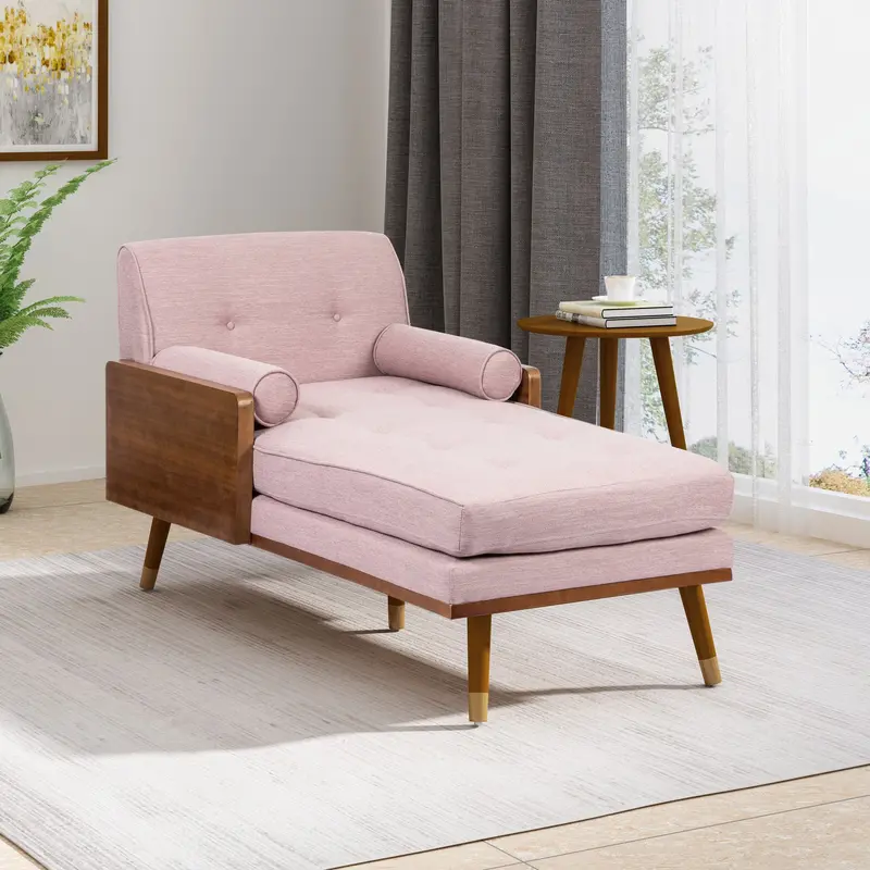 Mid-Century Modern Fabric Chaise Lounge Chair – Nh253213 1