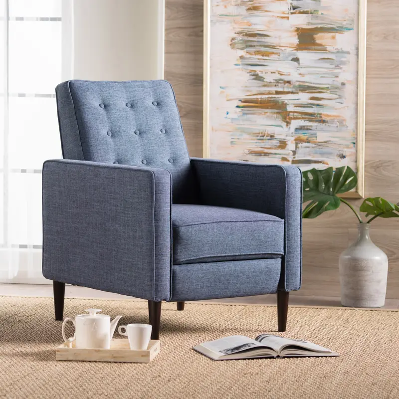 Mid-Century Modern Tufted Fabric Recliner – Retro-Inspired Comfort - Nh495003 1