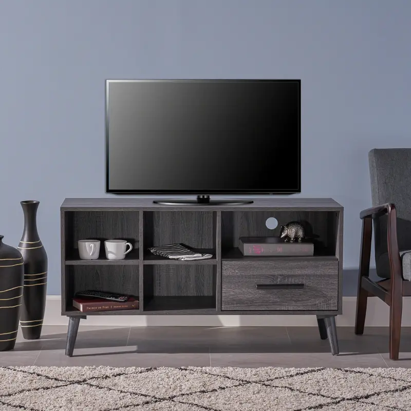 Mid-Century Tv Console With Integrated Shelves And Drawer Storage – Nh404403 1